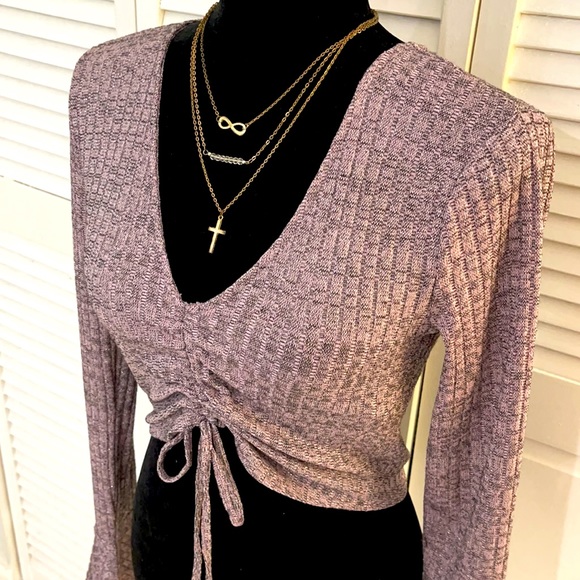 FOREEVER 21 Contemporary | Women’s Drawstring Ruched Front Crop Sweater Size M - Picture 4 of 6